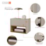Cabeceira Florença para Cama de Casal e Queen com 2 Mesas de Apoio Cedro/Off White - Casa D