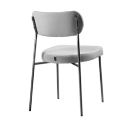 Cadeira Lavínia Linho Cinza/Aço Preto - Salaone Cadeira Lavínia Linho Cinza/Aço Preto - Salaone