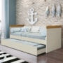 Cama Babá com Auxiliar Nuth Areia/Savana e 2 Colchões Supreme - Reller Móveis