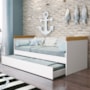 Cama Babá com Auxiliar Nuth Branco/Savana e 2 Colchões Physical - Reller Móveis
