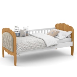 Cama Babá Provence New Freijó/Branco com Capitonê e Colchão Light D33 - Matic Móveis  