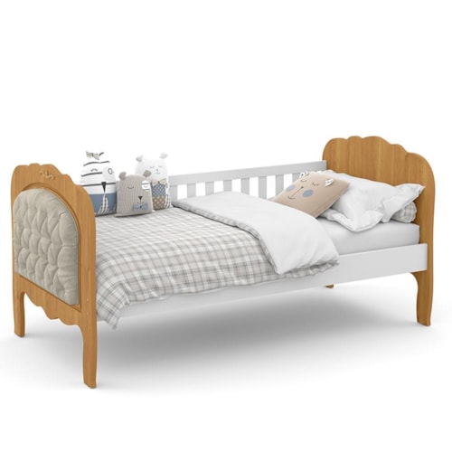 Cama Babá Provence New Freijó/Branco com Capitonê - Matic Móveis  