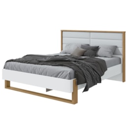 Cama Casal Queen Freetown Amêndoa/Branco - Móveis Lopas Cama Casal Queen Freetown Amêndoa/Branco - Móveis Lopas