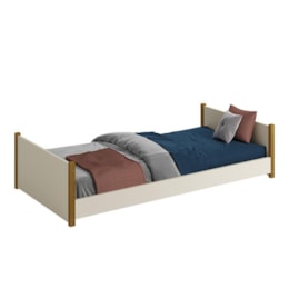 Cama Evolutiva 2 em 1 Ravi Areia Fosco com Pés Amadeirado e Colchão D20 - Reller Móveis  Cama Evolutiva 2 em 1 Ravi Areia Fosco com Pés Amadeirado e Colchão D20 - Reller Móveis