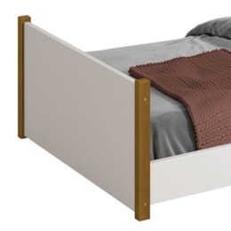 Cama Evolutiva 2 em 1 Ravi Branco Fosco com Pés Amadeirado - Reller Móveis  Cama Evolutiva 2 em 1 Ravi Branco Fosco com Pés Amadeirado - Reller Móveis