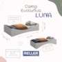 Cama Evolutiva Luna Cinza Fosco, Proteção Lateral Lisa e Colchão D33 - Reller Móveis