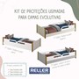 Cama Evolutiva Ravi Areia Fosco com Pés Amadeirado e 2 Kits Proteção Lateral Lisa - Reller Móveis 