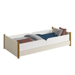 Cama Evolutiva Ravi Areia Fosco com Pés Amadeirado e 2 Kits Proteção Lateral Lisa - Reller Móveis  Cama Evolutiva Ravi Areia Fosco com Pés Amadeirado e 2 Kits Proteção Lateral Lisa - Reller Móveis