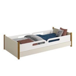 Cama Evolutiva Ravi Areia Pés Amadeirado, 2 Kits Grade Lateral Usinada e Colchão D33 - Reller Móveis  Cama Evolutiva Ravi Areia Pés Amadeirado, 2 Kits Grade Lateral Usinada e Colchão D33 - Reller Móveis