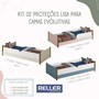 Cama Evolutiva Ravi Azul Pés Amadeirado, 2 Kits Proteção Lateral Lisa e Colchão D20 - Reller Móveis 