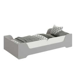 Cama Evolutiva Zaki Cinza Fosco com Proteção Lateral Lisa e Colchão D33 - Reller Móveis Cama Evolutiva Zaki Cinza Fosco com Proteção Lateral Lisa e Colchão D33 - Reller Móveis