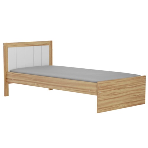 Cama Infantil Solteiro Manu Branco Brilho/Amêndoa com Colchão Supreme D33 - Móveis Peroba