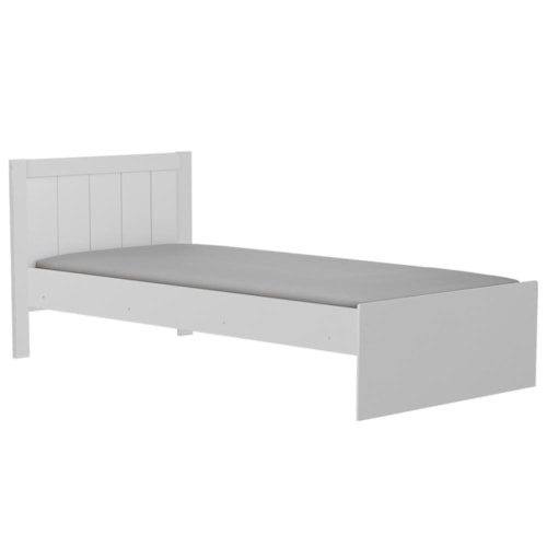 Cama Infantil Solteiro Manu Branco Brilho com Colchão Light D33 - Móveis Peroba