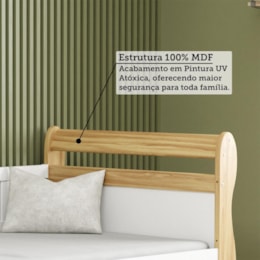 Cama Infantil Solteiro Maria Branco Brilho/Amêndoa com Colchão Light D33 - Móveis Peroba