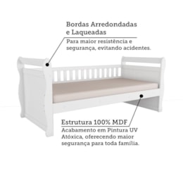 Cama Infantil Solteiro Maria Branco Brilho - Móveis Peroba