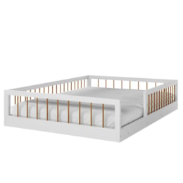 Cama Montessoriana Ana Casal Branco/Amadeirado – Tigus Móveis