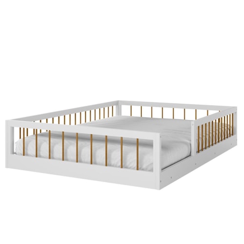 Cama Montessoriana Ana Casal Branco/Amadeirado – Tigus Móveis