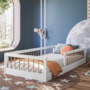 Cama Montessoriana Ana Solteiro Branco/Amadeirado – Tigus Móveis