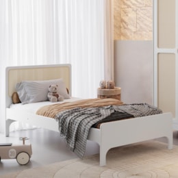 Cama Solteiro Brisa Branco Fosco com Colchão Light D33 - Reller Móveis