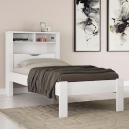 Cama Solteiro Invicta com Baú Branco - PR Móveis Cama Solteiro Invicta com Baú Branco - PR Móveis