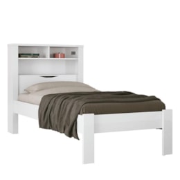 Cama Solteiro Invicta com Baú Branco - PR Móveis Cama Solteiro Invicta com Baú Branco - PR Móveis