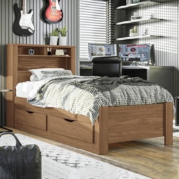 Cama Solteiro Invicta com Baú e 2 Gavetas Jatobá - Santos Andirá Cama Solteiro Invicta com Baú e 2 Gavetas Jatobá - Santos Andirá