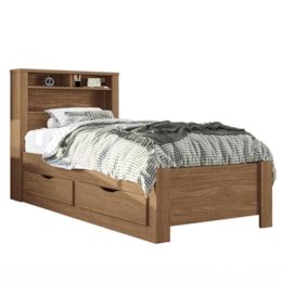 Cama Solteiro Invicta com Baú e 2 Gavetas Jatobá - Santos Andirá Cama Solteiro Invicta com Baú e 2 Gavetas Jatobá - Santos Andirá