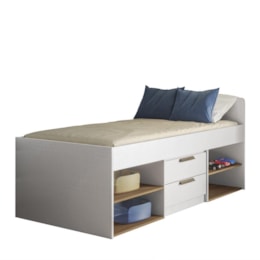 Cama Solteiro New Conect 2 Gavetas Branco/Jatobá - Santos Andirá Cama Solteiro New Conect 2 Gavetas Branco/Jatobá - Santos Andirá