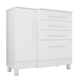 Cômoda 1 Porta e 4 Gavetas Luna Branco Brilho com Pés - Qmovi Cômoda 1 Porta e 4 Gavetas Luna Branco Brilho com Pés - Qmovi