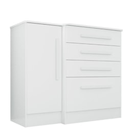 Cômoda 1 Porta e 4 Gavetas Luna Branco Brilho - Qmovi Cômoda 1 Porta e 4 Gavetas Luna Branco Brilho - Qmovi