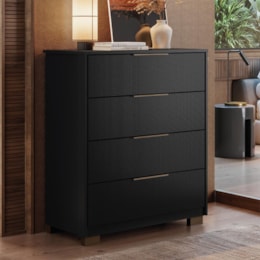 Comoda Alia 4 Gavetas com Pés Preto Prime TX/Amendola – Demobile