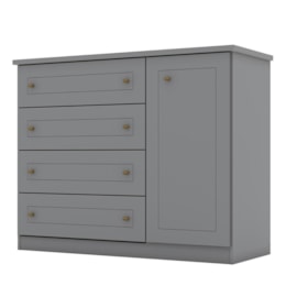 Cômoda Americano 01 Porta 04 Gavetas Cinza Fosco - Móveis Henn Cômoda Americano 01 Porta 04 Gavetas Cinza Fosco - Móveis Henn