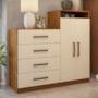 Cômoda Áurea 2 Portas e 4 Gavetas Amêndola/Off White - Demóbile