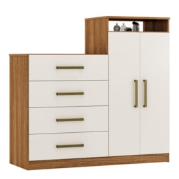 Cômoda Áurea 2 Portas e 4 Gavetas Amêndola/Off White - Demóbile   Cômoda Áurea 2 Portas e 4 Gavetas Amêndola/Off White - Demóbile