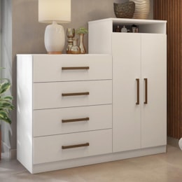 Cômoda Áurea 2 Portas e 4 Gavetas Branco - Demóbile   Cômoda Áurea 2 Portas e 4 Gavetas Branco - Demóbile
