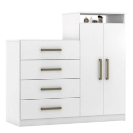 Cômoda Áurea 2 Portas e 4 Gavetas Branco - Demóbile   Cômoda Áurea 2 Portas e 4 Gavetas Branco - Demóbile