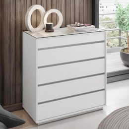 Cômoda Belize Belize 5 Gavetas Branco - Casa D Cômoda Belize Belize 5 Gavetas Branco - Casa D