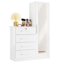 Cômoda Belize Plus com 1 Porta e 4 Gavetas Branco Fosco - Móveis Albatroz Cômoda Belize Plus com 1 Porta e 4 Gavetas Branco Fosco - Móveis Albatroz