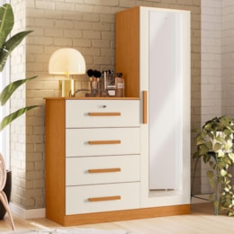 Cômoda Belize Plus com 1 Porta e 4 Gavetas Cinamomo/Off White - Móveis Albatroz Cômoda Belize Plus com 1 Porta e 4 Gavetas Cinamomo/Off White - Móveis Albatroz
