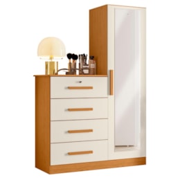 Cômoda Belize Plus com 1 Porta e 4 Gavetas Cinamomo/Off White - Móveis Albatroz Cômoda Belize Plus com 1 Porta e 4 Gavetas Cinamomo/Off White - Móveis Albatroz