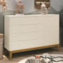Cômoda Boom Classic 1 Porta e 4 Gavetas Areia Fosco com Pés Amadeirado - Reller Móveis