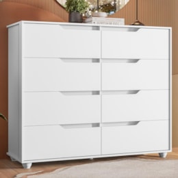 Cômoda Doble 8 Gavetas Branco Fosco - Móveis Albatroz Cômoda Doble 8 Gavetas Branco Fosco - Móveis Albatroz