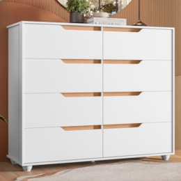 Cômoda Doble 8 Gavetas Branco/Freijó - Móveis Albatroz Cômoda Doble 8 Gavetas Branco/Freijó - Móveis Albatroz
