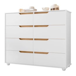 Cômoda Doble 8 Gavetas Branco/Nature - PR Móveis Cômoda Doble 8 Gavetas Branco/Nature - PR Móveis