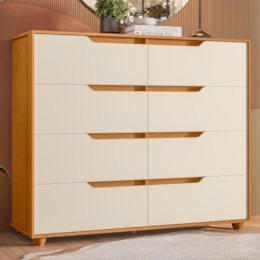 Cômoda Doble 8 Gavetas Cinamomo/Off White - Móveis Albatroz Cômoda Doble 8 Gavetas Cinamomo/Off White - Móveis Albatroz
