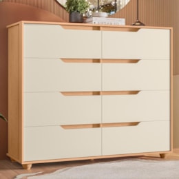 Cômoda Doble 8 Gavetas Freijó/Off White - Móveis Albatroz Cômoda Doble 8 Gavetas Freijó/Off White - Móveis Albatroz