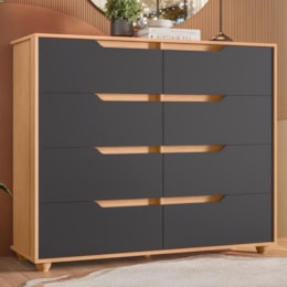 Cômoda Doble 8 Gavetas Freijó/Titanium - Móveis Albatroz Cômoda Doble 8 Gavetas Freijó/Titanium - Móveis Albatroz