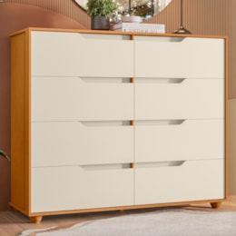 Cômoda Doble 8 Gavetas Off White/Cinamomo - Móveis Albatroz Cômoda Doble 8 Gavetas Off White/Cinamomo - Móveis Albatroz
