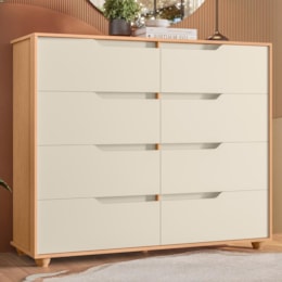 Cômoda Doble 8 Gavetas Off White/Freijó - Móveis Albatroz Cômoda Doble 8 Gavetas Off White/Freijó - Móveis Albatroz