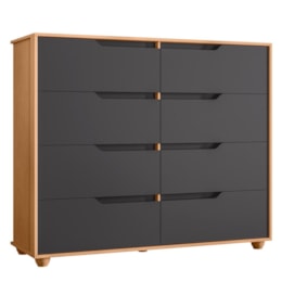 Cômoda Doble 8 Gavetas Titanium/Freijó - Móveis Albatroz  Cômoda Doble 8 Gavetas Titanium/Freijó - Móveis Albatroz